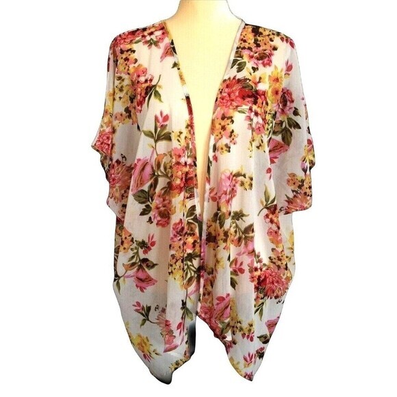 SPEED LIMIT MPH Cover UP Print‎ Floral Kimono Sleeve Open Front Size S India - Picture 2 of 7